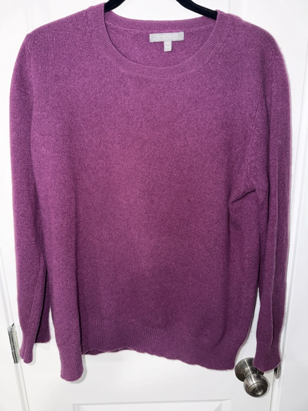 Neiman Marcus Purple Crewneck Cashmere Sweater